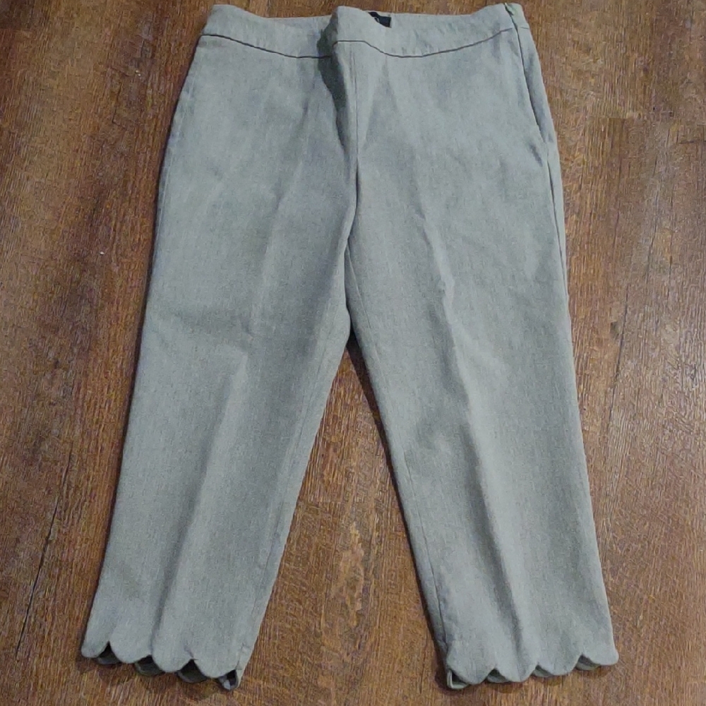 Talbots Women's 2P Chatham Crop Gray Scallop Hem Pants
